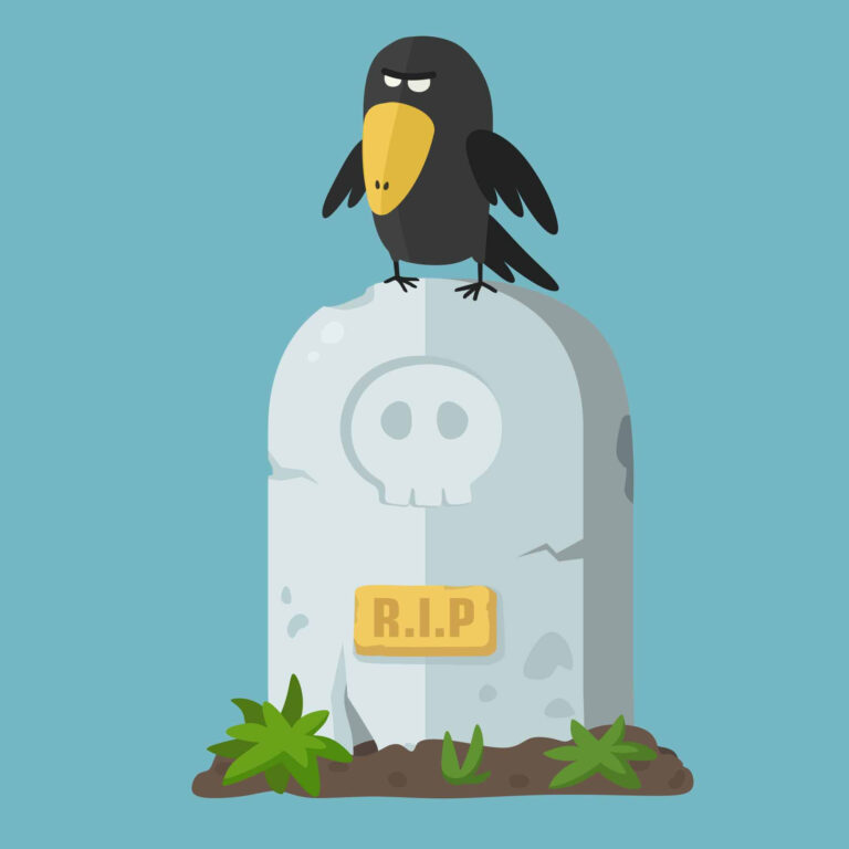 Crow on gravesite doing a post mortem when you lose a freelance client